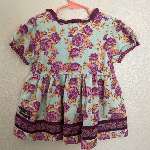 Matilda Jane Girls Turquoise and Purple Floral Short Sleeve Blouse Size 8 - Picture 6 of 8